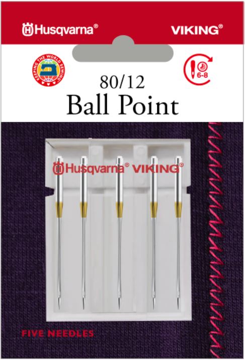 Husqvarna Viking Needles BALL POINT SIZE 80/12, 5-PACK (920670096)