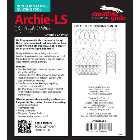 Creative Grids Low Shank Machine Quilting Tool Archie (CGRQTA3LS) - Maple Leaf Quilting Company Ltd.
