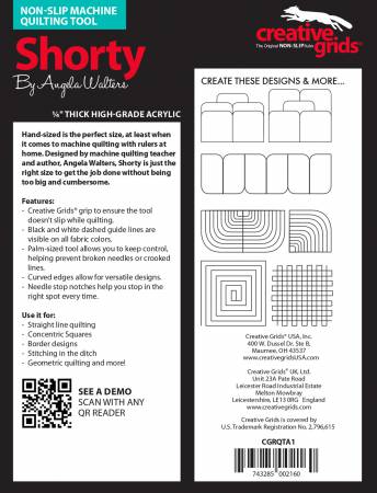 Creative Grids Machine Quilting Tool - Shorty (CGRQTA1) - Maple Leaf Quilting Company Ltd.
