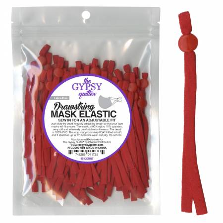 Drawstring Mask Elastic Red 60 count (TGQ093) - Maple Leaf Quilting Company Ltd.