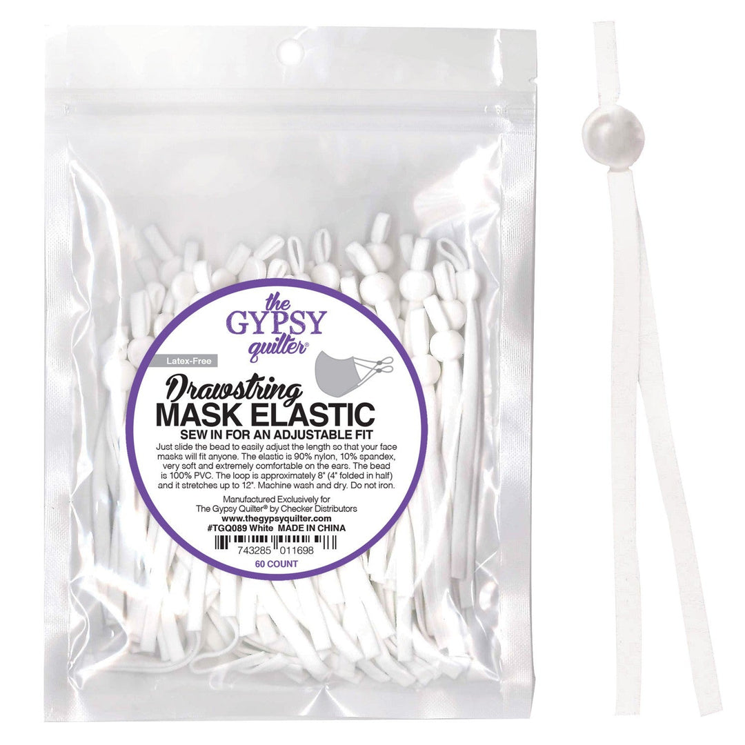 Drawstring Mask Elastic White 60 count (TGQ089) - Maple Leaf Quilting Company Ltd.
