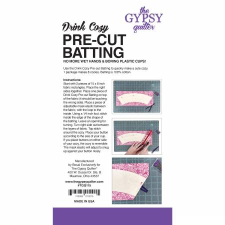Drink Cozy Pre Cut Batting 8 count (TGQ115) - Maple Leaf Quilting Company Ltd.