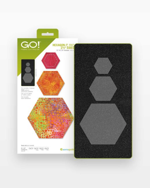 GO! Hexagon - 1", 1 1/2", 2 1/2" Sides Die (55011) - Maple Leaf Quilting Company Ltd.