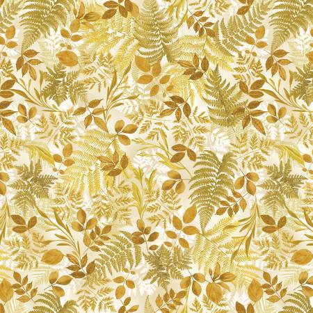 Gold Fern Fantasy 108" Cotton (12982WB - 33) – Sold in UNITS of ¼ metre - Maple Leaf Quilting Company Ltd.