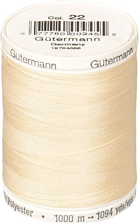 Gutermann Sew - all Polyester All Purpose Thread 1000m/1094yds | Eggshell (1000M - 022) - Maple Leaf Quilting Company Ltd.