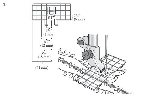 Husqvarna Viking Multi - Line Decorative Foot (1 - 8) - Maple Leaf Quilting Company Ltd.
