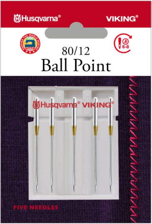 Husqvarna Viking Needles BALL POINT SIZE 80/12, 5 - PACK (920670096) - Maple Leaf Quilting Company Ltd.