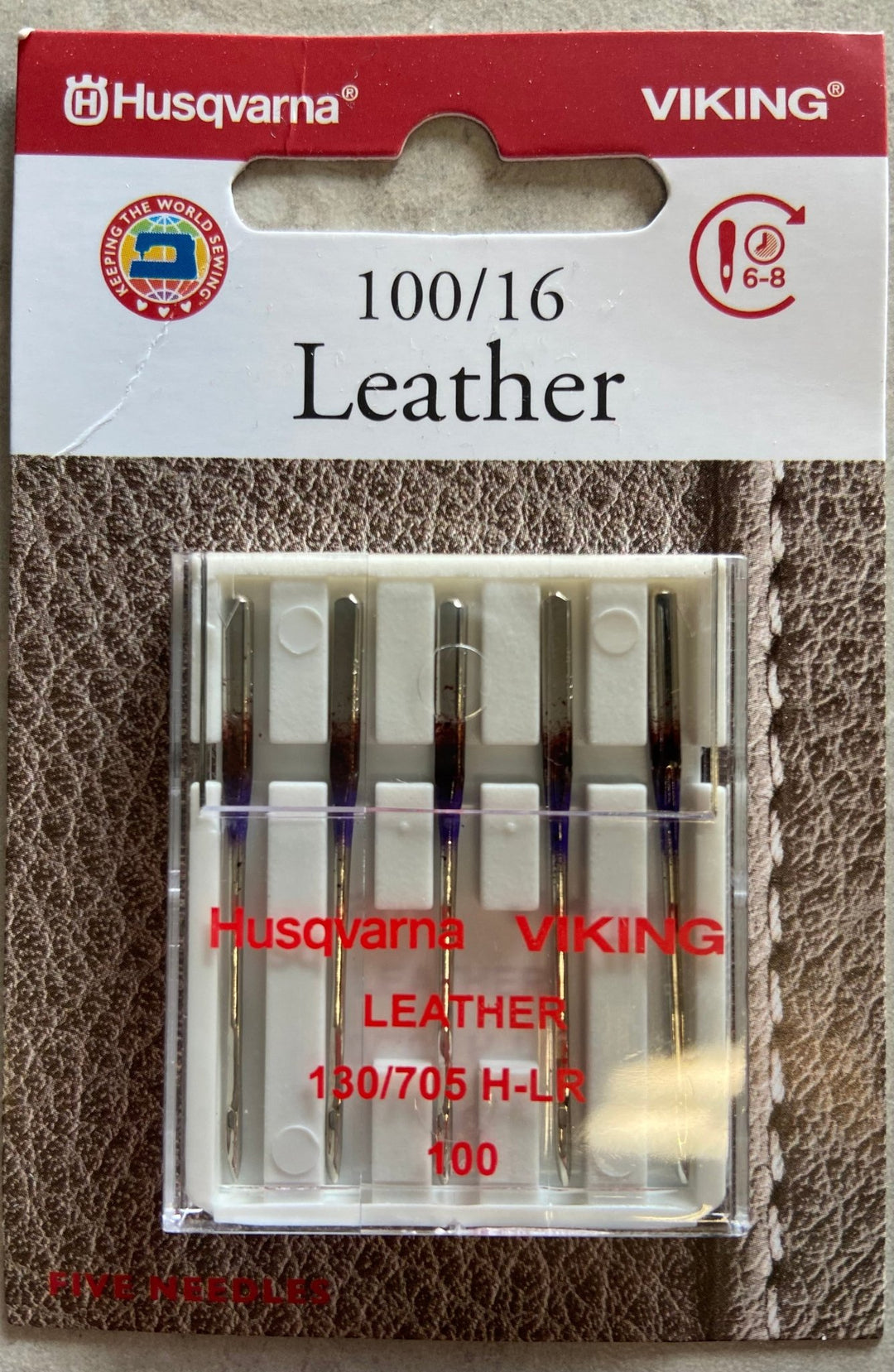 Husqvarna Viking Needles LEATHER SIZE 100/16, 5 - PACK (920674096) - Maple Leaf Quilting Company Ltd.