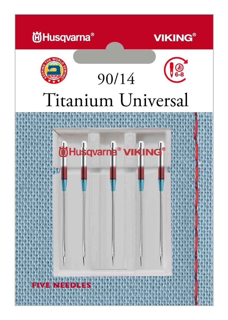 Husqvarna Viking Needles TITANIUM UNIVERSAL SIZE 90/14, 5 - PACK (920698096) - Maple Leaf Quilting Company Ltd.