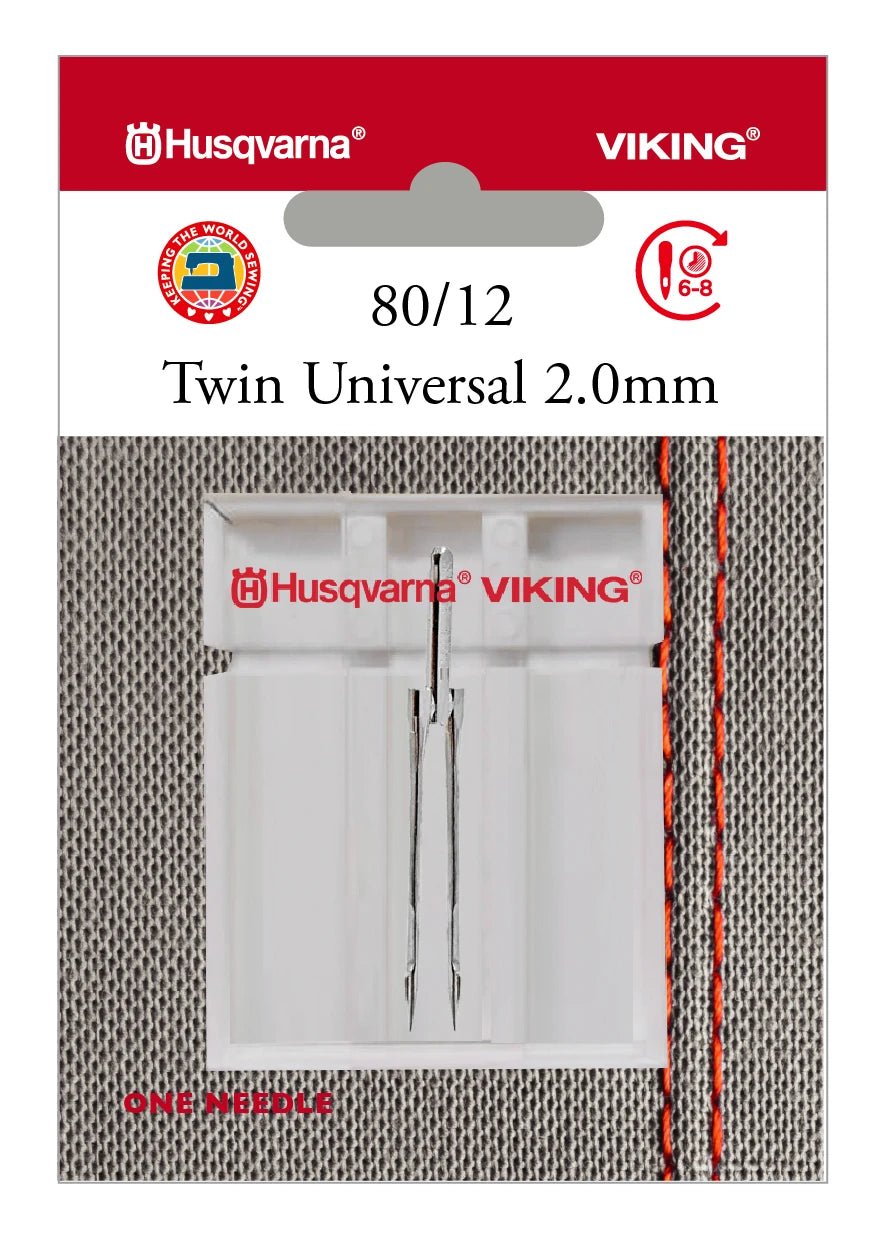 Husqvarna Viking Needles TWIN UNIVERSAL 2.0 mm SIZE 80/12, 1 - PACK (920655096) - Maple Leaf Quilting Company Ltd.