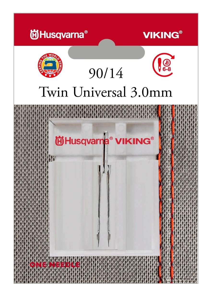 Husqvarna Viking Needles TWIN UNIVERSAL 3.0 mm SIZE 90/14, 1 - PACK (920657096) - Maple Leaf Quilting Company Ltd.