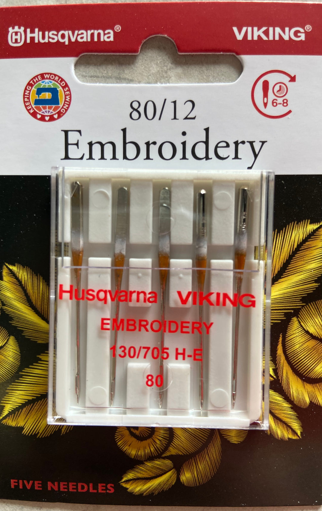Husqvarna Viking Needles EMBROIDERY 80/12, 5-PACK (920664096)