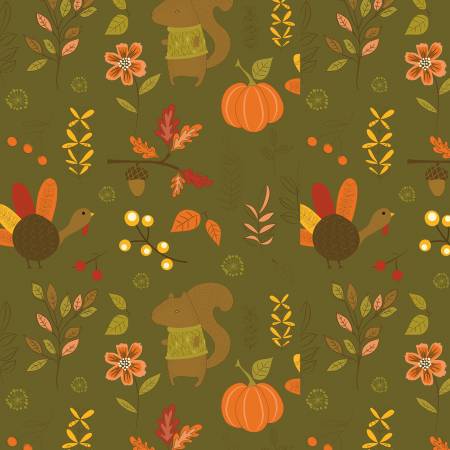Olive Awesome Autumn 108" Cotton (WB12181R - OLIVE) – Sold in UNITS of ¼ metre - Maple Leaf Quilting Company Ltd.