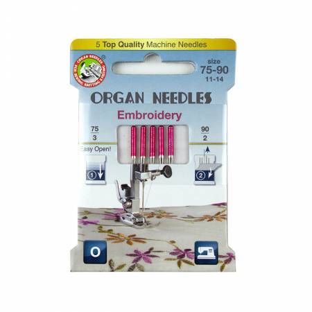 Organ Needles Embroidery Assortment (3ea 75, 2ea 90) Eco Pack (3000122) - Maple Leaf Quilting Company Ltd.