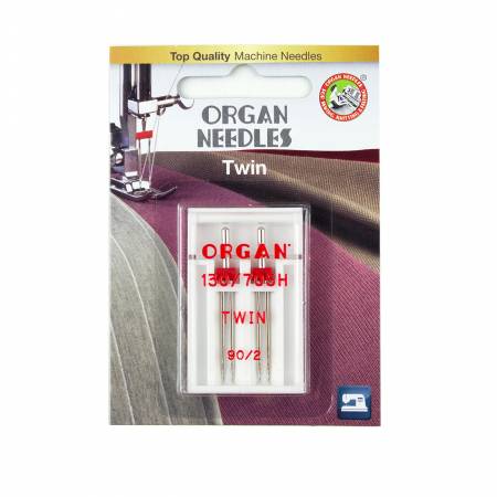 Organ Needles Twin Size 90/2mm, 2 Needles per Blister Pack - Maple Leaf Quilting Company Ltd.