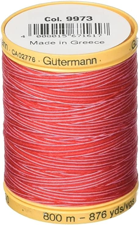 Gutermann Natural Cotton Variegated Thread 800m/875yds | Ruby Red - 9973