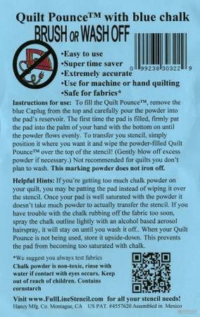 Stencil Chalk Transfer Quilt Pounce Pad Blue - Wash Off (QPB) - Maple Leaf Quilting Company Ltd.