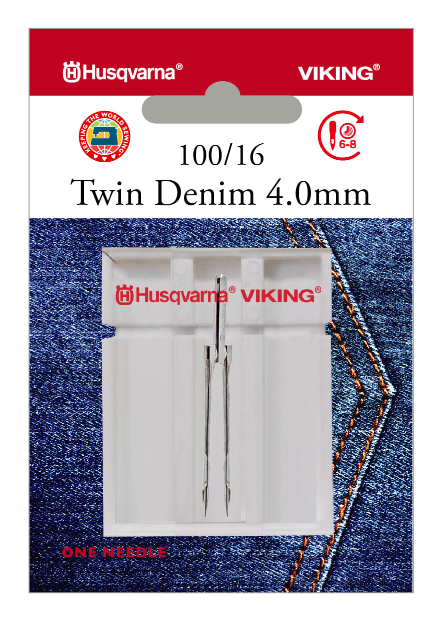 Husqvarna Viking Needles TWIN DENIM 4.0 mm SIZE 100/16, 1-PACK (920713096)