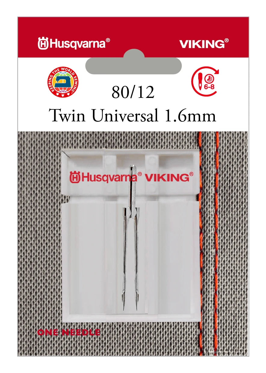 Husqvarna Viking Needles TWIN UNIVERSAL 1.6 mm SIZE 80/12, 1-PACK (920654096)